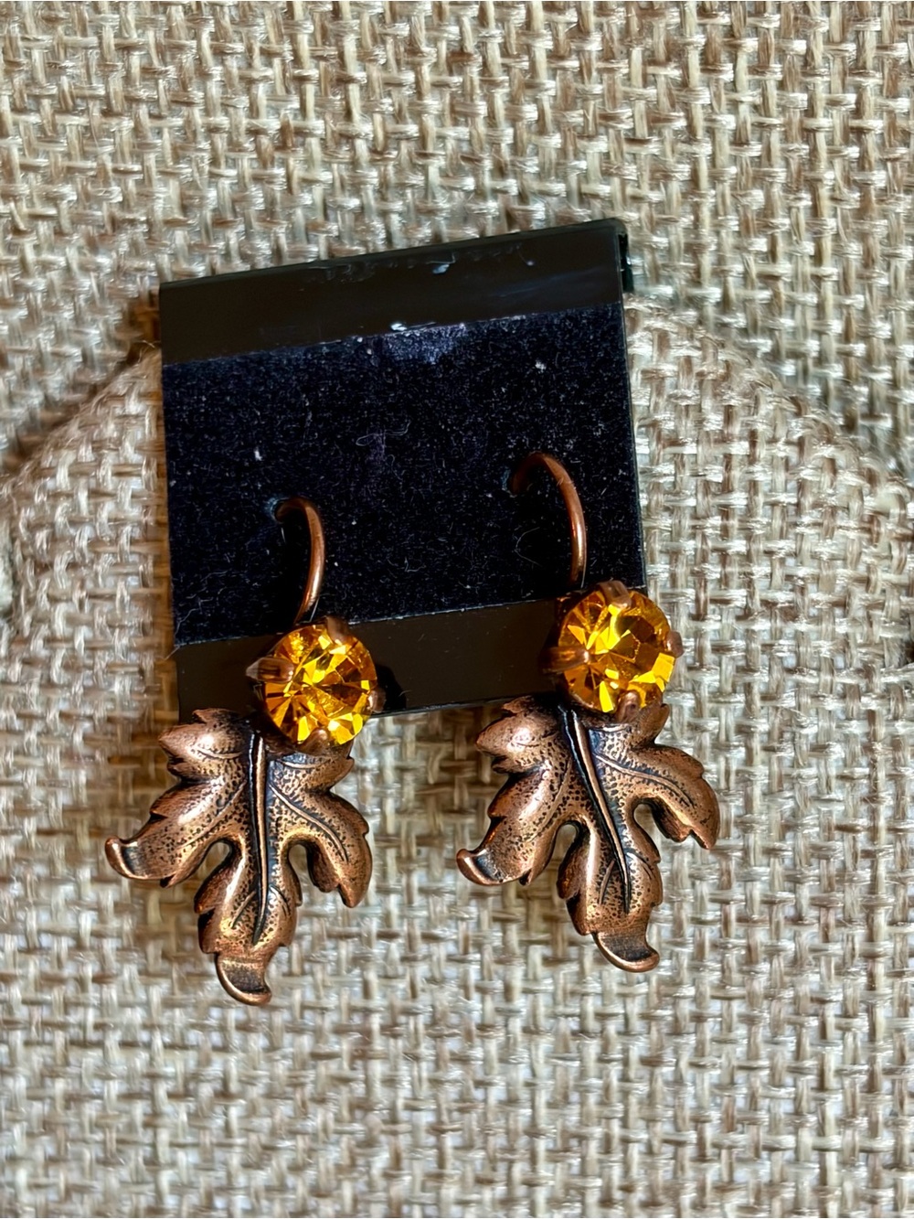 Leaf Earring with Swarovski Crystal - NWT